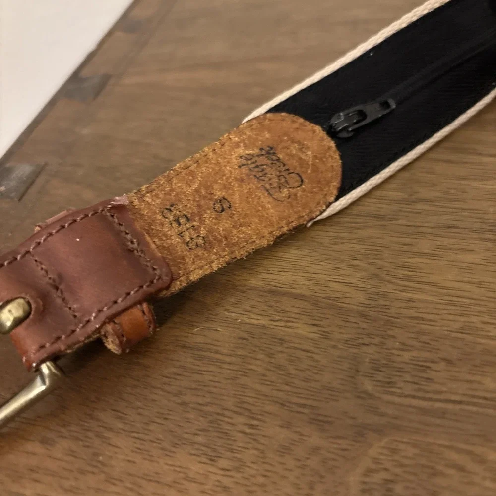Eagle Creek Canvas Leather Belt Women's S‎ Made In USA Travel Hidden Zip Pocket